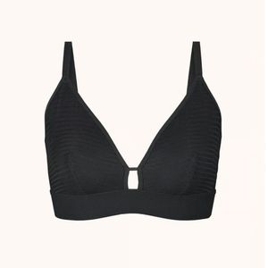 Lively Busty Stripe Mesh Bralette in jet black